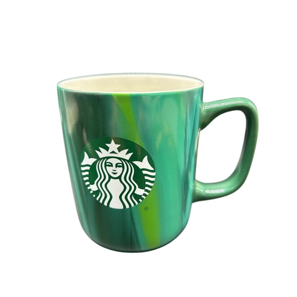 Starbucks Green‎ Marble Swirl Siren Logo Ceramic Coffee Mug 15oz 2022